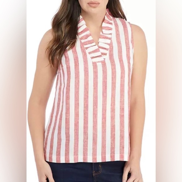 Crown & Ivy Women's Sleeveless Ruffle Neck Top XXL - Picture 1 of 8